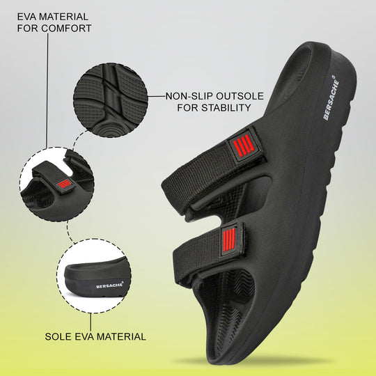 Bersache Extra Soft Classic Casual with  Regular wear with Ultra Soft & Flexibility Technology Slipper For Men's & Boy's-(Black-6266)