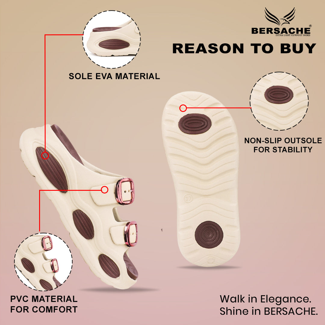 Bersache Extra Soft Classic Casual  with Regular wear with Ultra Soft & Flexibility Technology Slide for Women's-(6364-Brown).