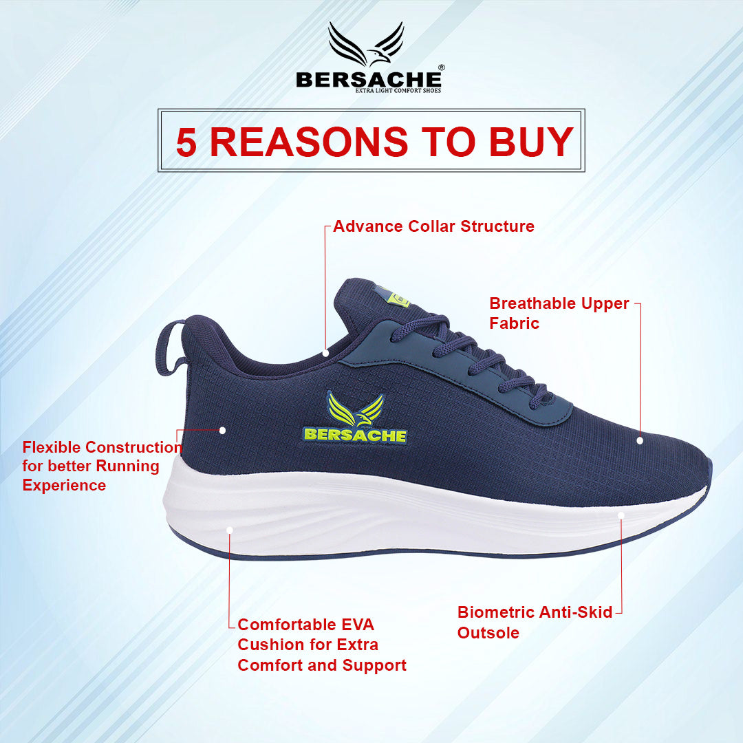 Bersache Lightweight Casual Sneaker Shoes For Men Blue-8069
