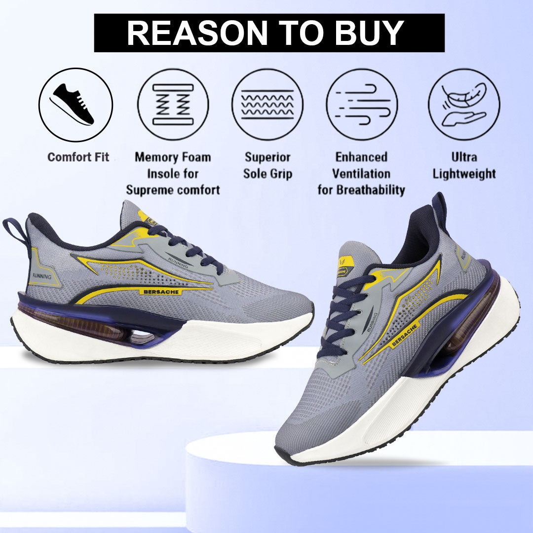 Bersache Premium Sports ,walking,Gym,cricket, Trending  Running Shoes For Men's (Grey-9215).
