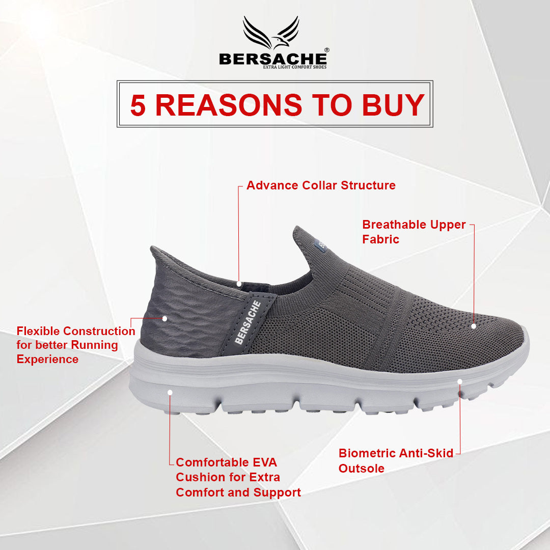 Bersache Lightweight Casual Sneaker Shoes For Men (8076-Grey).