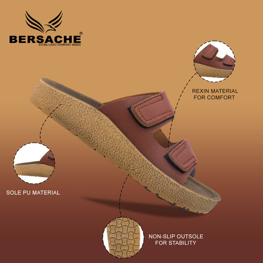 Bersache Extra Soft Classic Casual with  Regular wear with Ultra Soft & Flexibility Technology Sandal For Men's & Boy's-Brown-6221