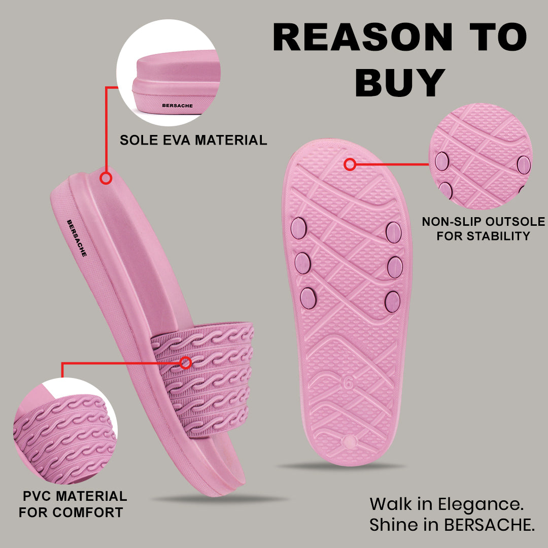 Bersache Extra Soft Classic Casual  with  Regular wear with Ultra Soft & Flexibility Technology Flip-Flop for Women's-(6337-Pink).