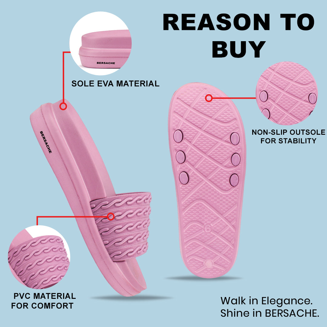 Bersache Extra Soft Classic Casual  with Regular wear with Ultra Soft & Flexibility Technology Sandals for Women's-(6337-Pink).
