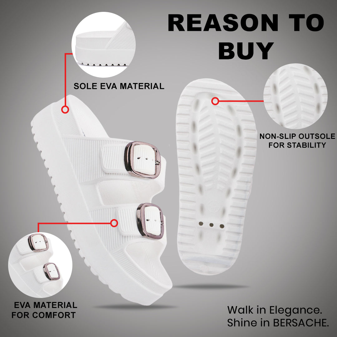 Bersache Extra Soft Classic Casual CHAPPAL with  Regular wear with Ultra Soft & Flexibility Technology  Slippers for Women's-(6294-White).
