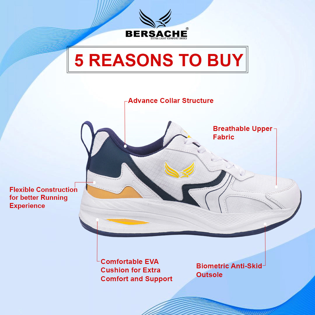 Bersache Casual Sneaker shoe for Men| Soft Cushioned Insole , Slip-Resistance Casuals For Men (8116-White)