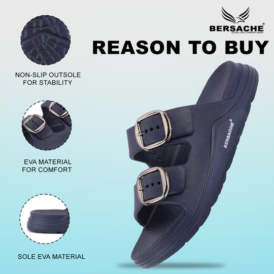 Bersache Extra Soft Classic Casual CHAPPAL with  Regular wear with Ultra Soft & Flexibility Technology  Slippers for Men's-(6285-Navy-Blue)