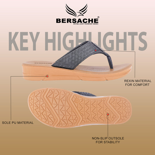 Bersache Extra Soft Classic Casual with  Regular wear with Ultra Soft & Flexibility Technology Slipper For Women's & Girl's-Black-6230