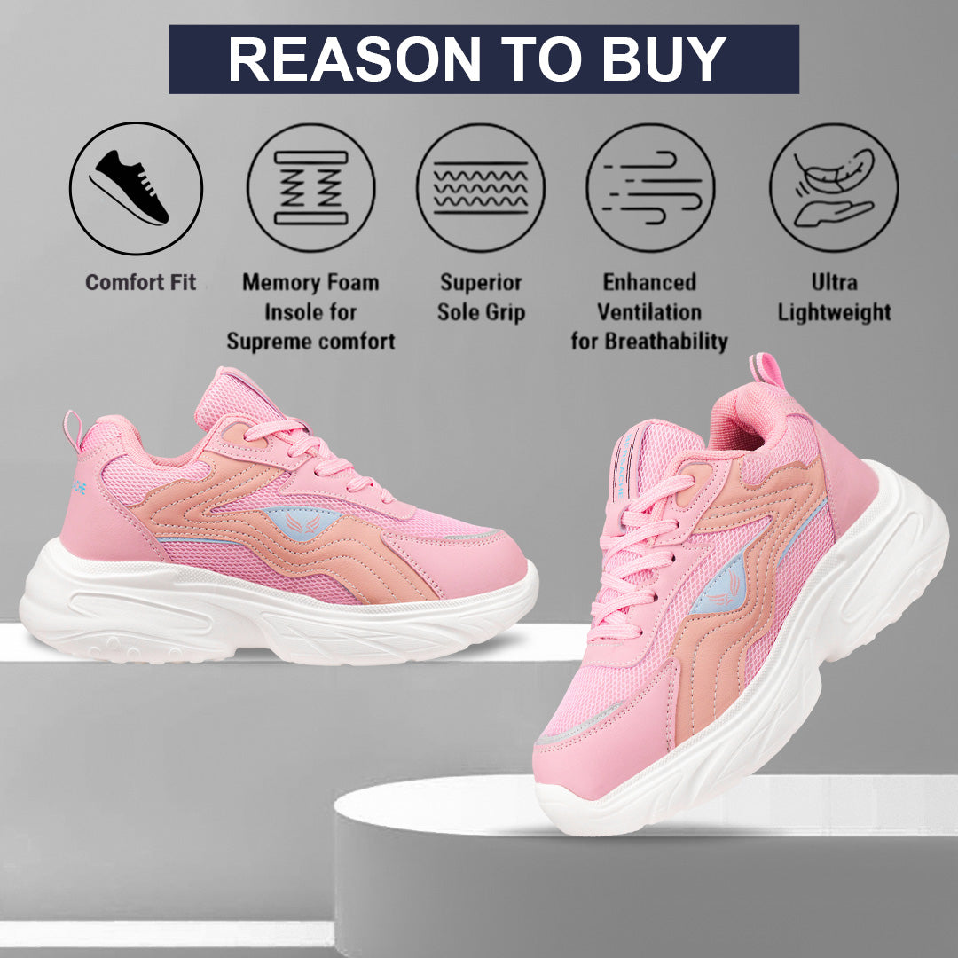 Bersache Premium Sports ,Gym, Trending Stylish Running Colour Changing shoes for Women (8106-Pink)