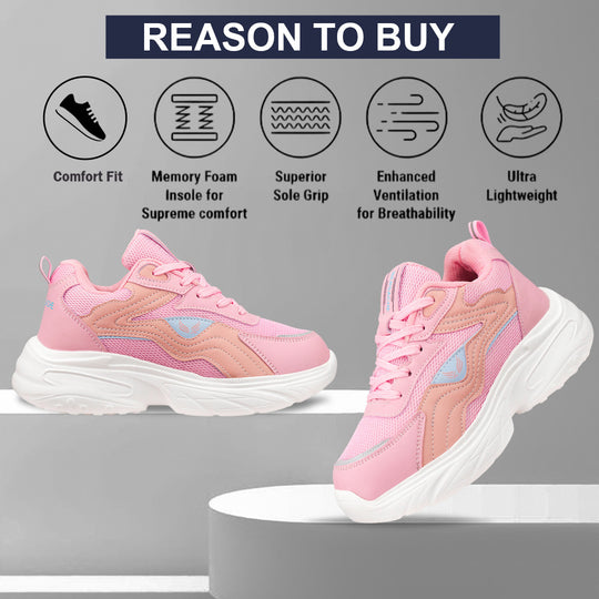 Bersache Premium Sports ,Gym, Trending Stylish Running Colour Changing shoes for Women (8106-Pink)