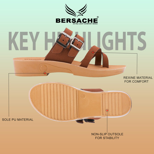 Bersache Extra Soft Classic Casual with  Regular wear with Ultra Soft & Flexibility Technology Sandal's For Women's & Girl's-(6238-Brown)