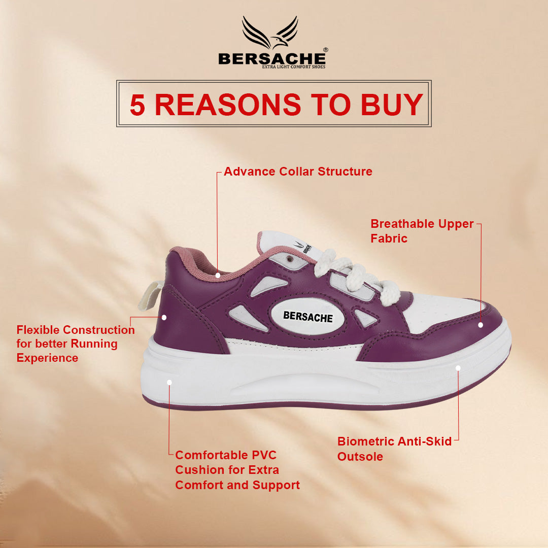 Bersache Casual Sneaker shoe for Women| Soft Cushioned Insole , Slip-Resistance Casuals For Women's-(8113-Purple)