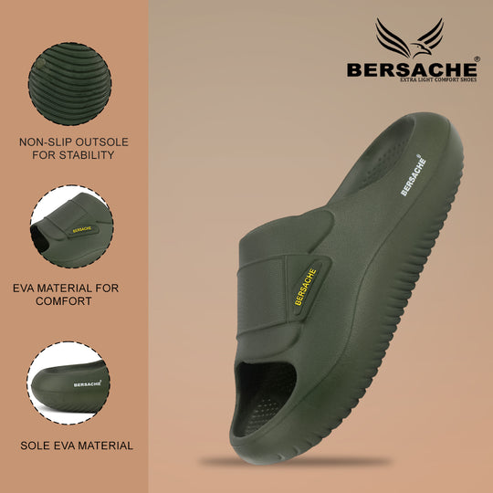 Bersache Extra Soft Classic Casual with  Regular wear with Ultra Soft & Flexibility Technology Flip-Flop for Men's-(6281-Green)