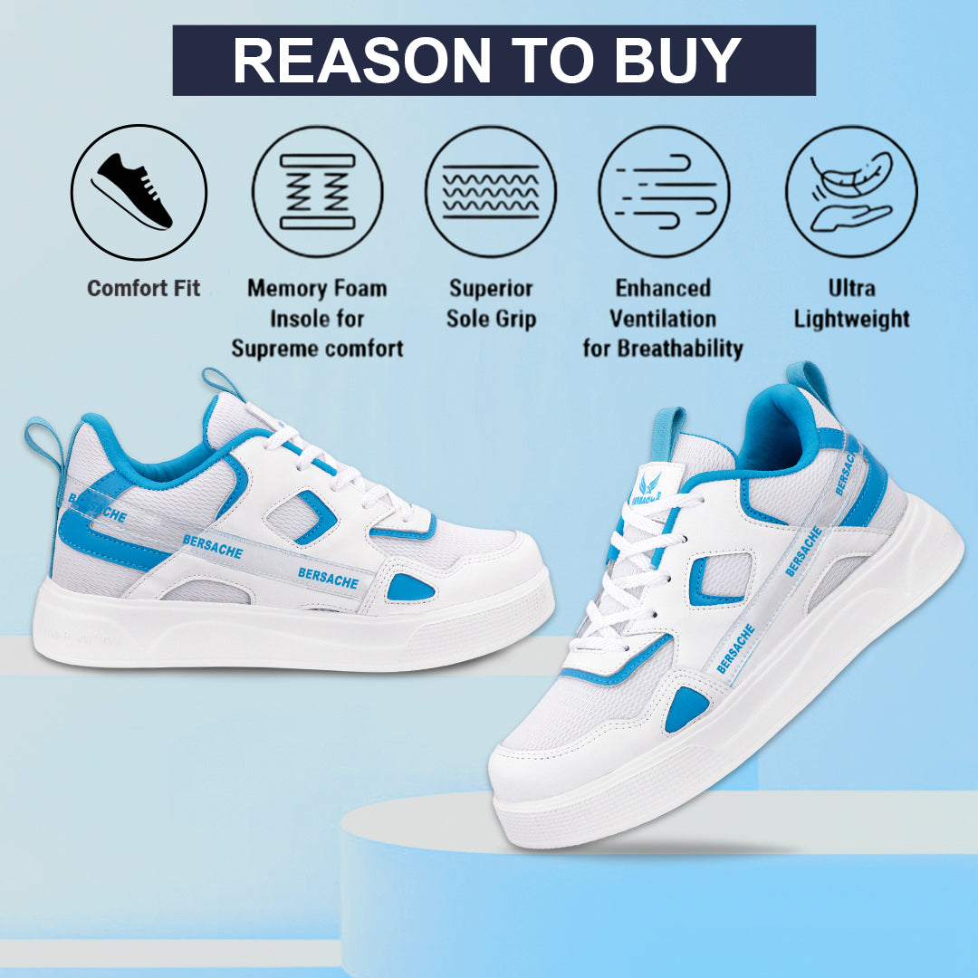Bersache Premium Sports ,walking,Gym,cricket, Trending  Running Shoes For Men's (White-8126)
