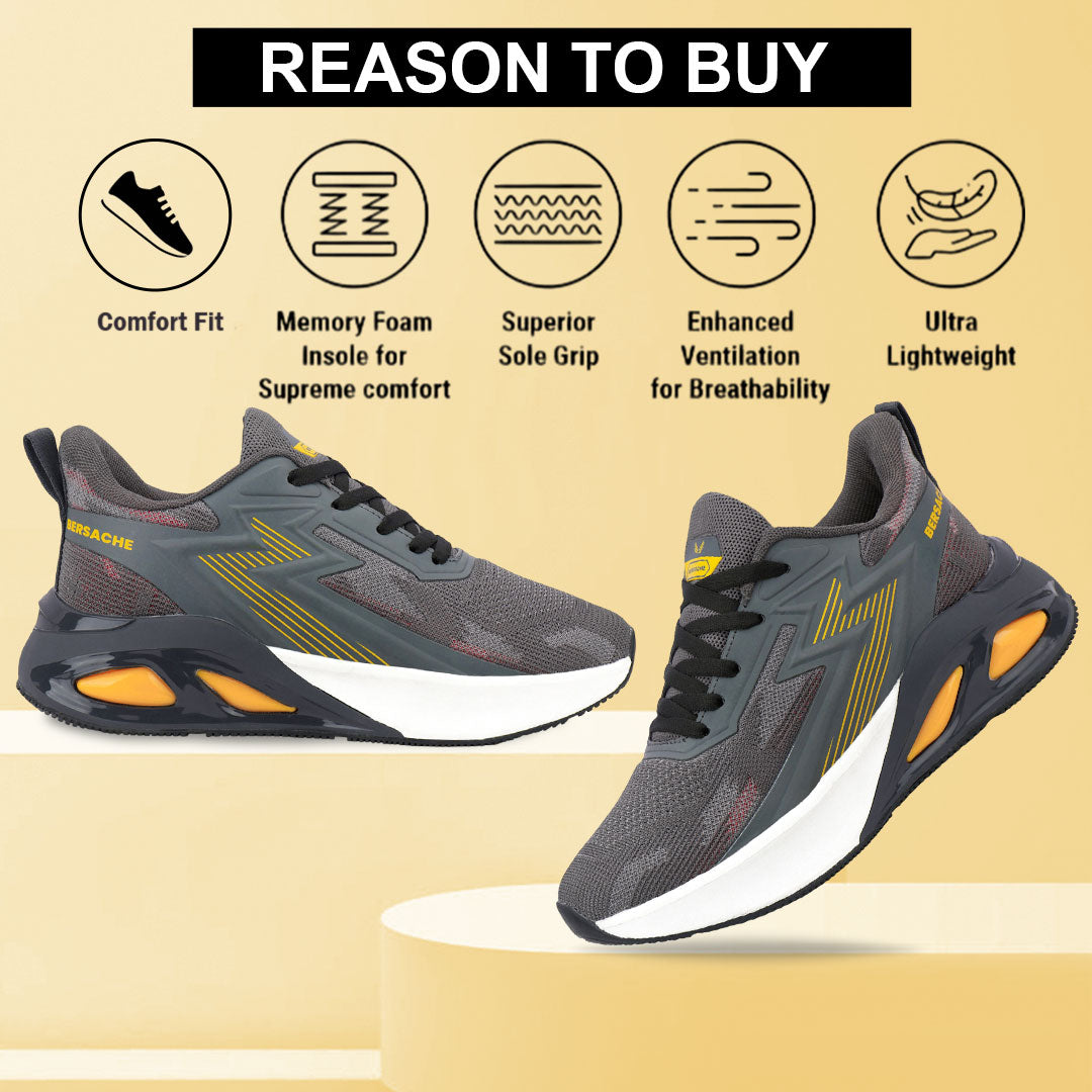 Bersache Premium Sports ,walking,Gym,cricket, Trending  Running Shoes For Men's (Grey-9217).