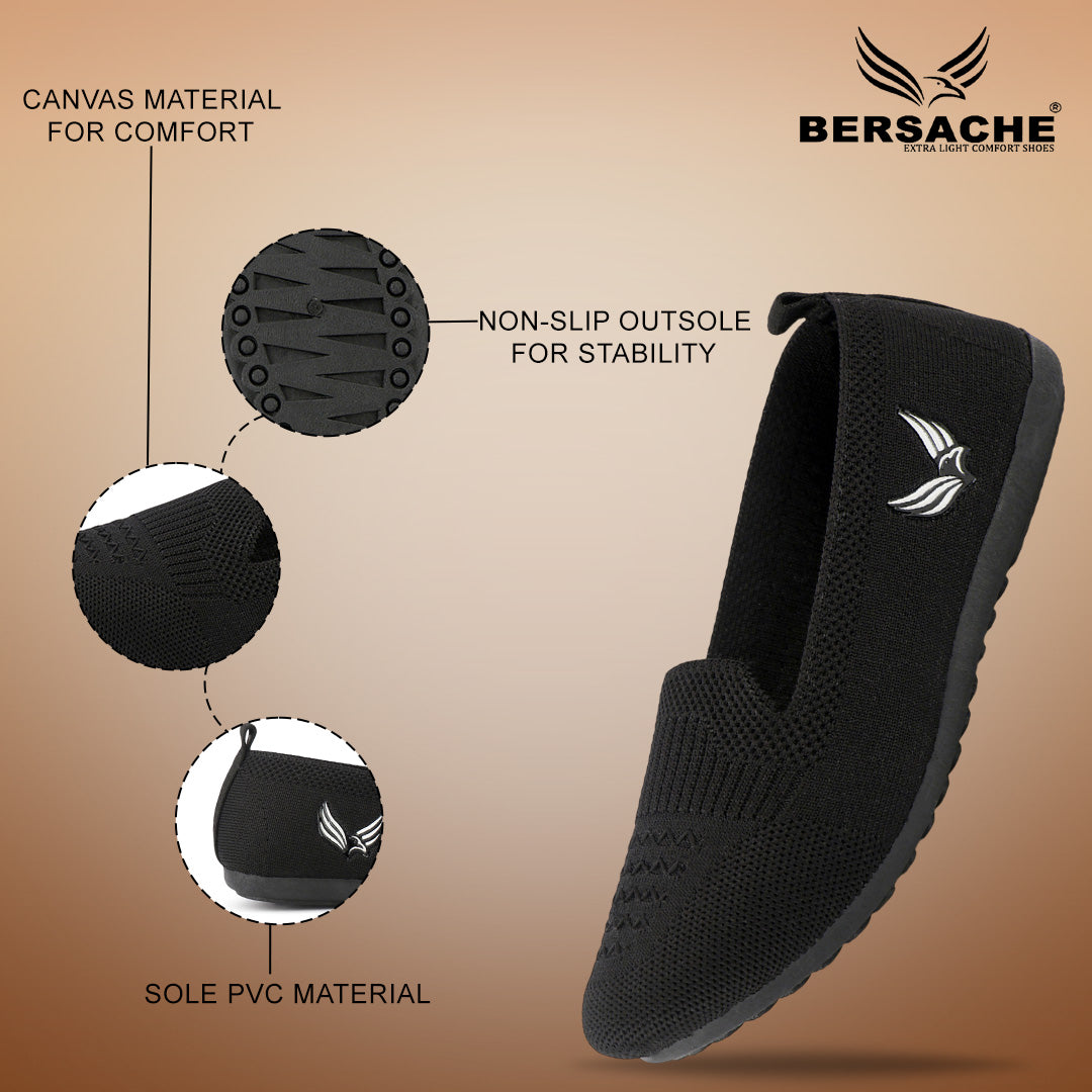 BERSACHE Women's Belly – Lightweight, Breathable & Comfortable Daily Wear Shoes(Black-6275).