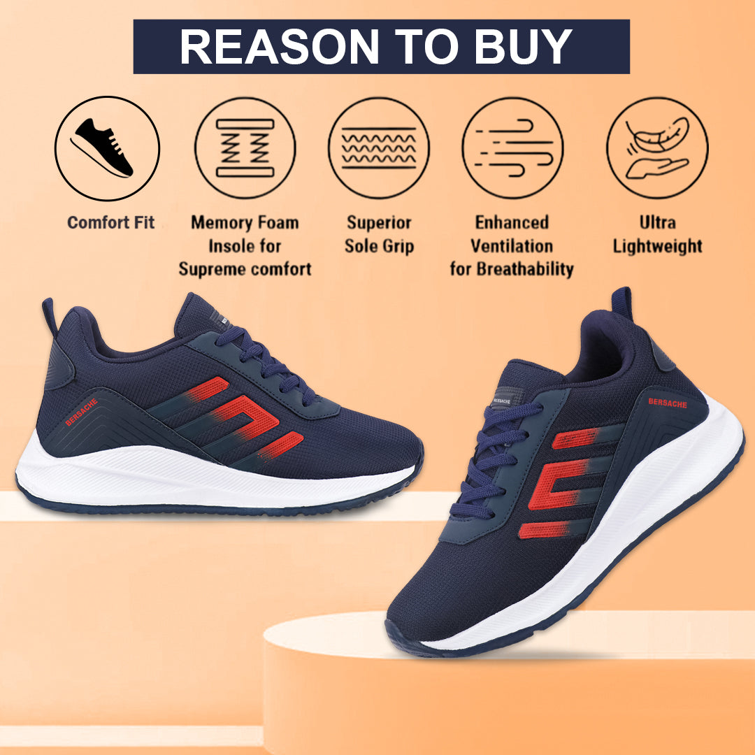Bersache Premium Sports ,walking,Gym,cricket, Trending  Running Shoes For Men's (Black-8132).