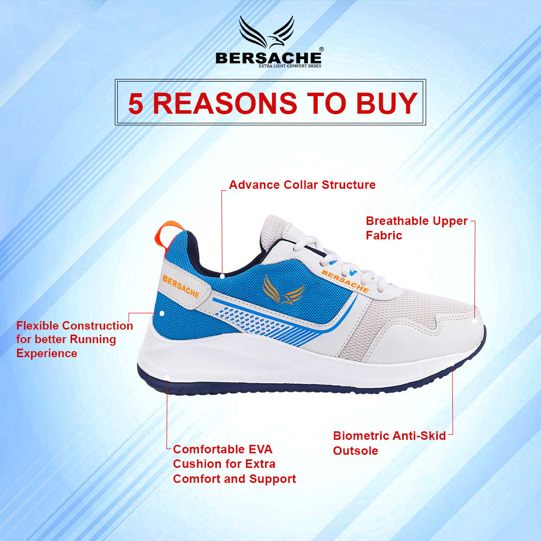 Bersache Lightweight Casual Sneaker Shoes For Men (White-8108)