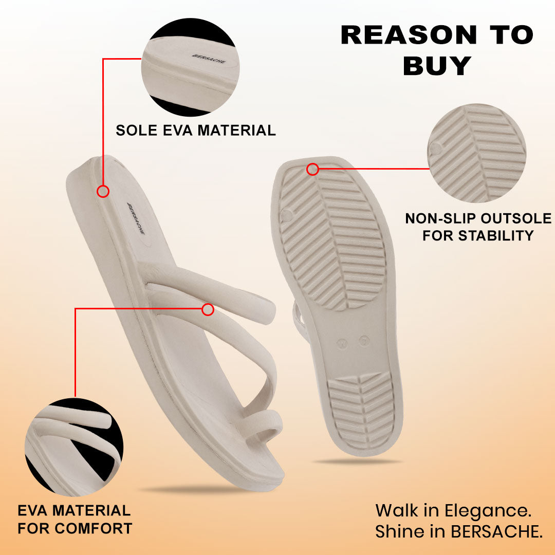 Bersache Extra Soft Classic Casual  with  Regular wear with Ultra Soft & Flexibility Technology Sandal for Women's-(6304-Beige)