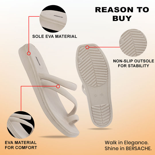 Bersache Extra Soft Classic Casual  with  Regular wear with Ultra Soft & Flexibility Technology Sandal for Women's-(6304-Beige)