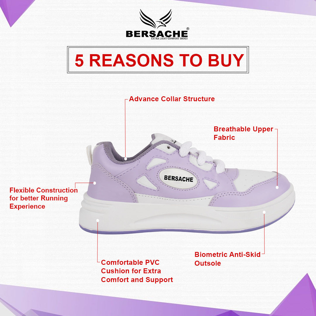 Bersache Casual Sneaker shoe for Women| Soft Cushioned Insole , Slip-Resistance Casuals For Women's-(8112-Purple)