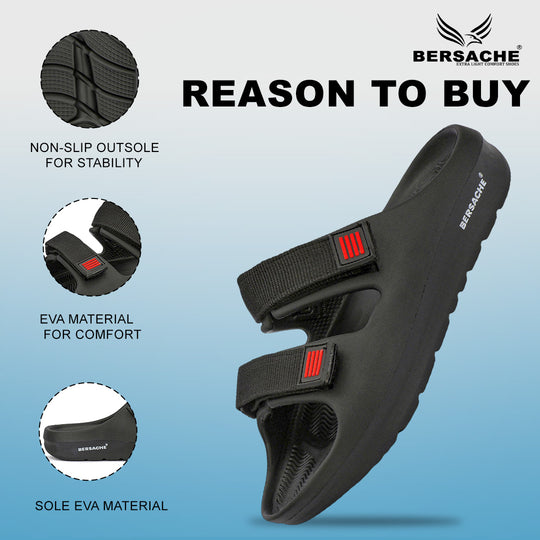 Bersache Extra Soft Classic Casual with  Regular wear with Ultra Soft & Flexibility Technology Flipflop For Men's & Boy's-(Black-6266)
