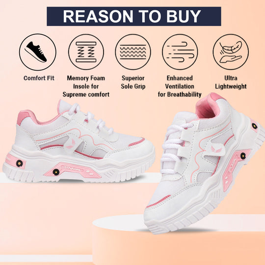 Bersache Premium Sports ,Gym, Trending Stylish Running Colour Changing shoes for Women (8102-Pink)