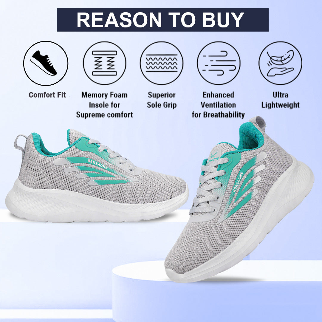 Bersache Premium Sports ,Gym, Trending Stylish Running Colour Changing shoes for Women (8093-Grey)