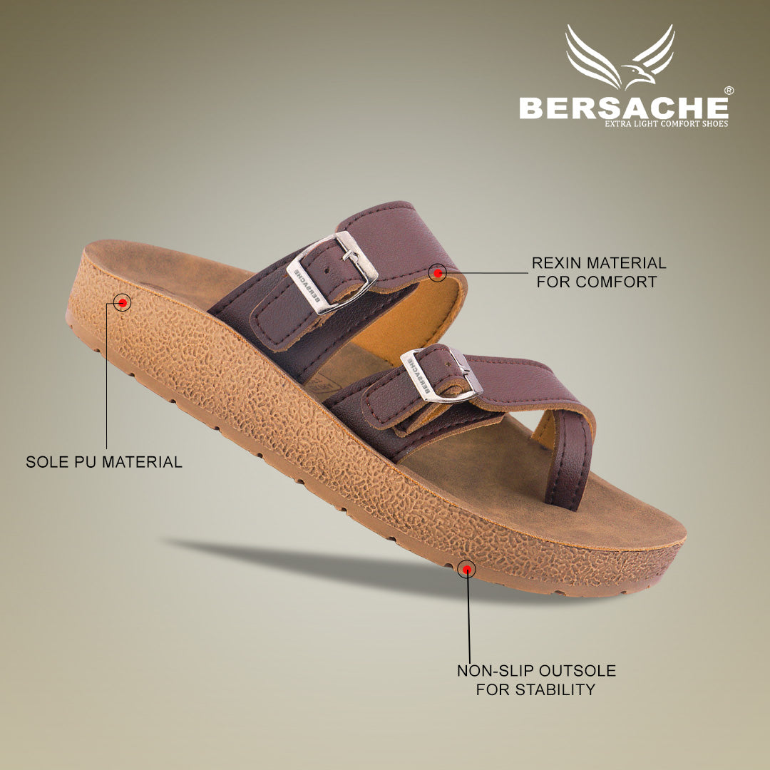 Bersache Extra Soft Classic Casual with Back Strap Regular wear with Ultra Soft & Flexibility Technology Flip-Flop for Men's/ Boy's-(Brown-6224)