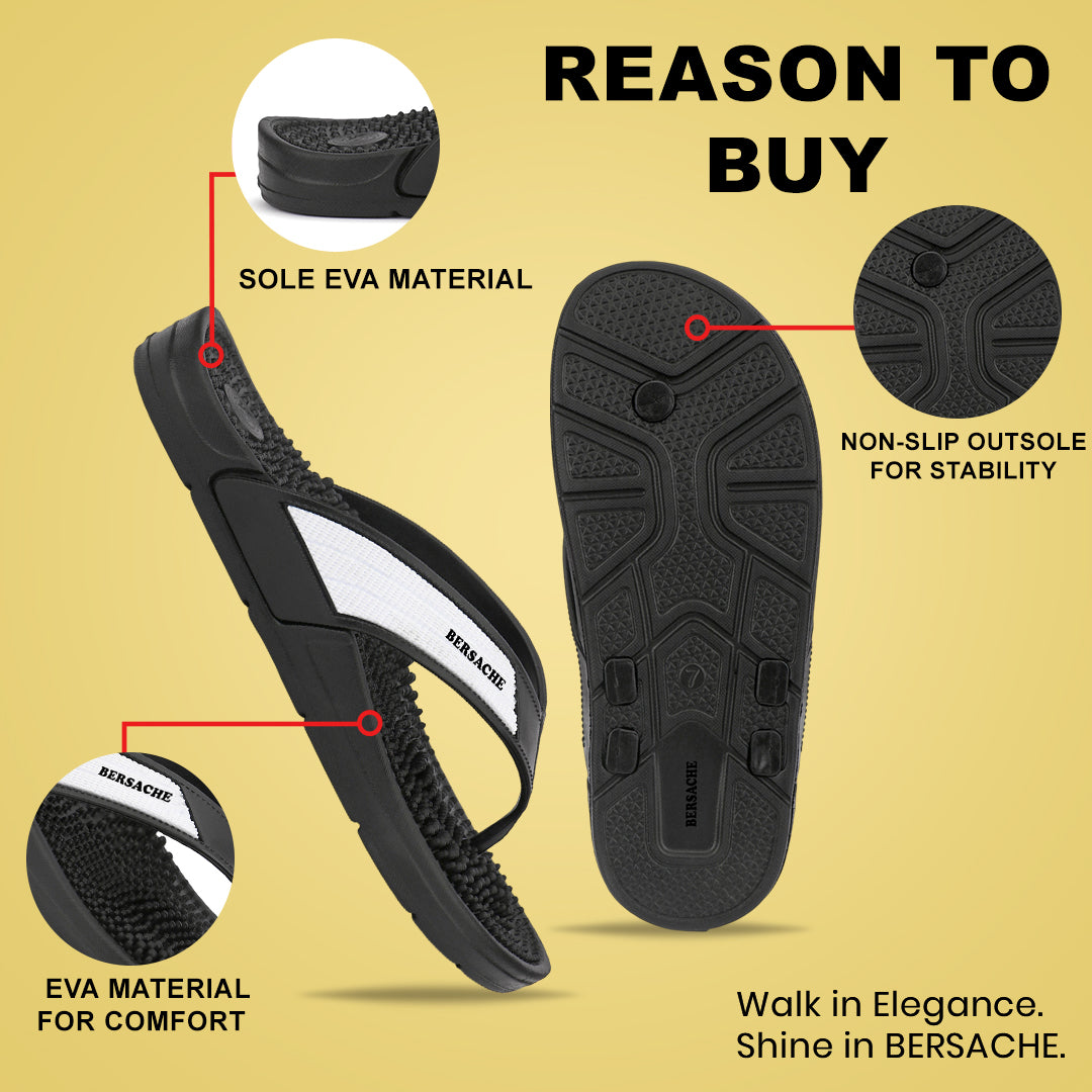 Bersache Extra Soft Classic Casual CHAPPAL with  Regular wear with Ultra Soft & Flexibility Technology  Slippers for Men's-(6335-Black).