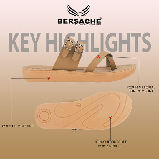 Bersache Extra Soft Classic Casual with  Regular wear with Ultra Soft & Flexibility Technology Slipper For Women's & Girl's-Tan(beige)-6226