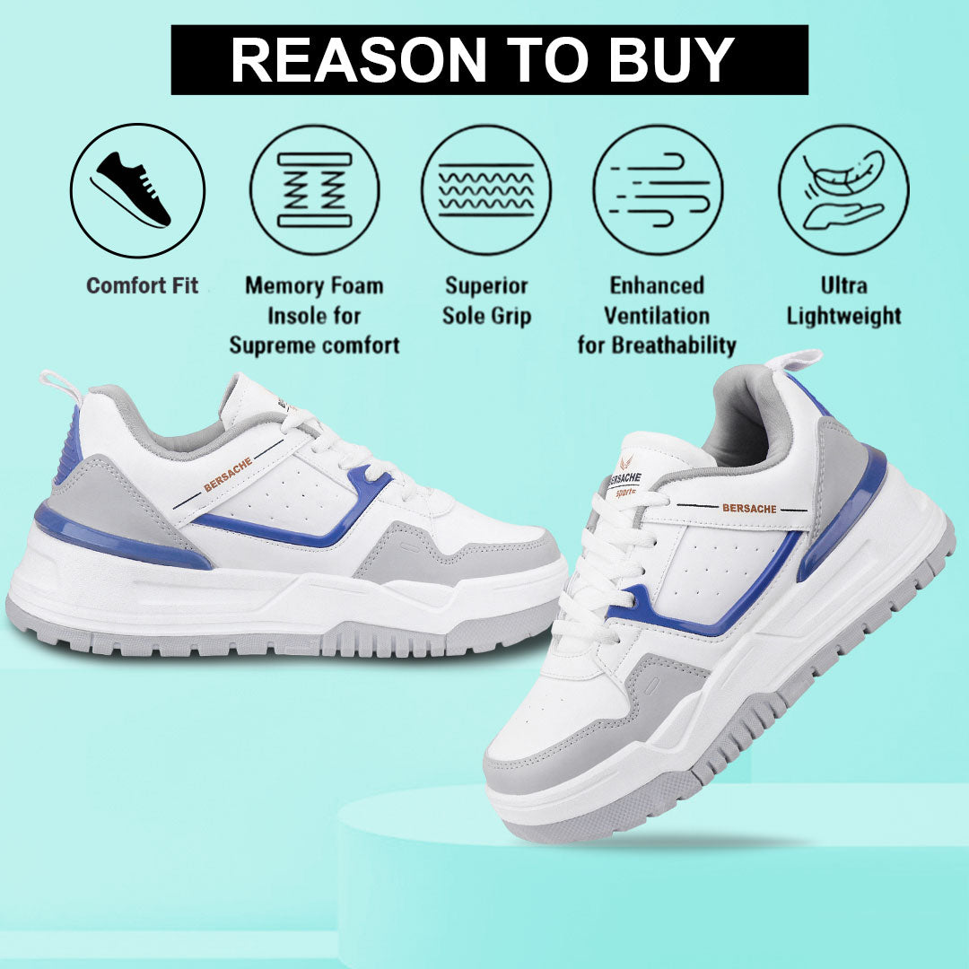Bersache Premium Sports ,walking,Gym,cricket, Trending  Running Shoes For Men's (White-9221).