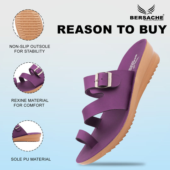 Bersache Extra Soft Classic Casual with  Regular wear with Ultra Soft & Flexibility Technology Flip-Flop for Women's & Girl's (6245-Purple)