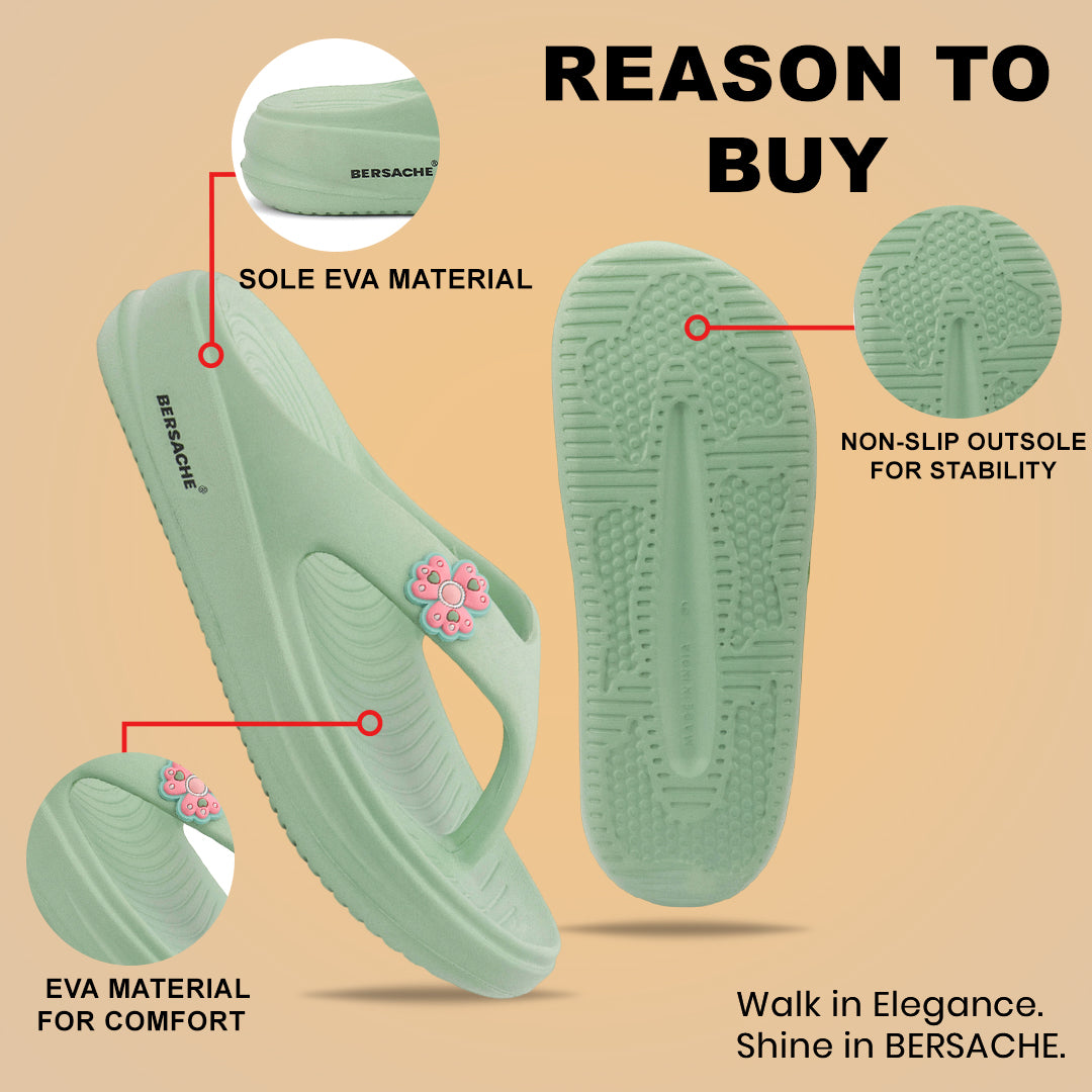 Bersache Extra Soft Classic Casual CHAPPAL with  Regular wear with Ultra Soft & Flexibility Technology  Slippers for Women's-(6297-Green)