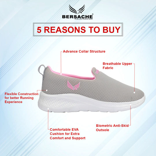 Bersache Sneaker, Loafers ,Casual with Extra comfort Sneaker Colour Changing shoes for Women (Grey-8098)