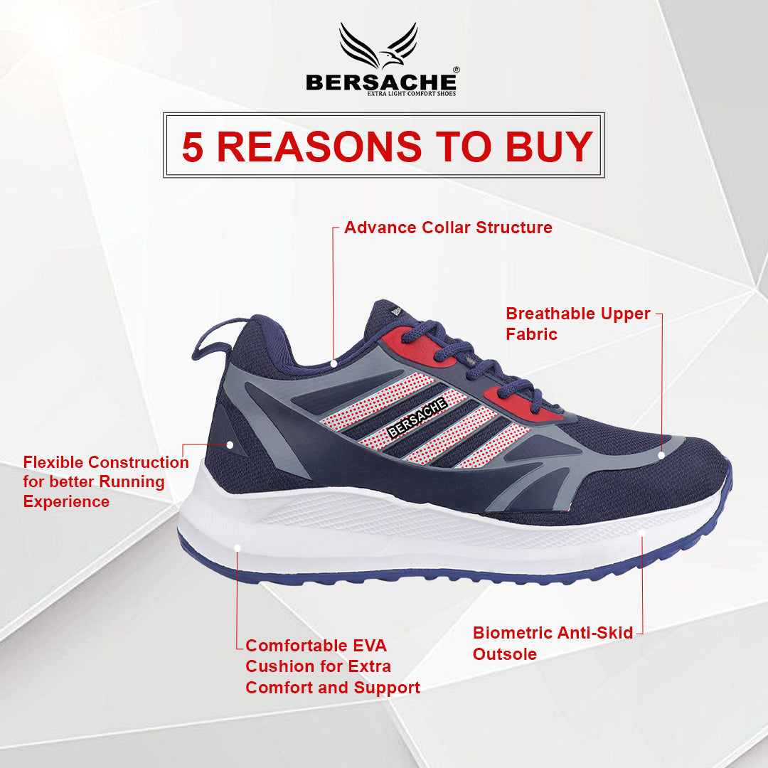 Bersache Lightweight Casual Sneaker Shoes For Men Blue-8072