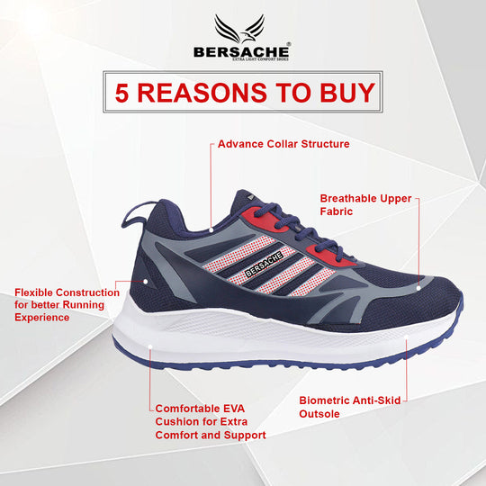 Bersache Lightweight Casual Sneaker Shoes For Men Blue-8072