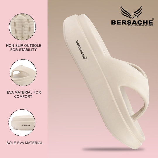 Bersache Extra Soft Classic Casual with  Regular wear with Ultra Soft & Flexibility Technology Slipper For Women's & Girl's-(Begie-6265)