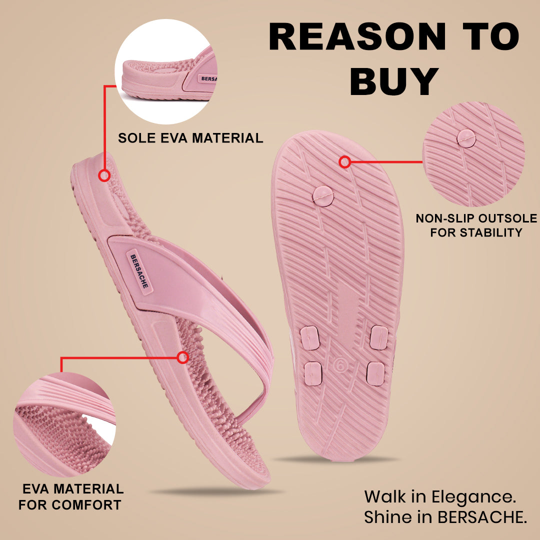 Bersache Extra Soft Classic Casual  with Regular wear with Ultra Soft & Flexibility Technology Sandals for Women's-(6334-Pink).