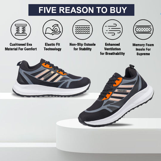 Bersache Premium Sports,Gym, Trending Stylish Running Shoes For Men (8073-Black)