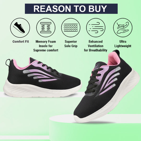 Bersache Premium Sports ,Gym, Trending Stylish Running Colour Changing shoes for Women (8094-Pink)