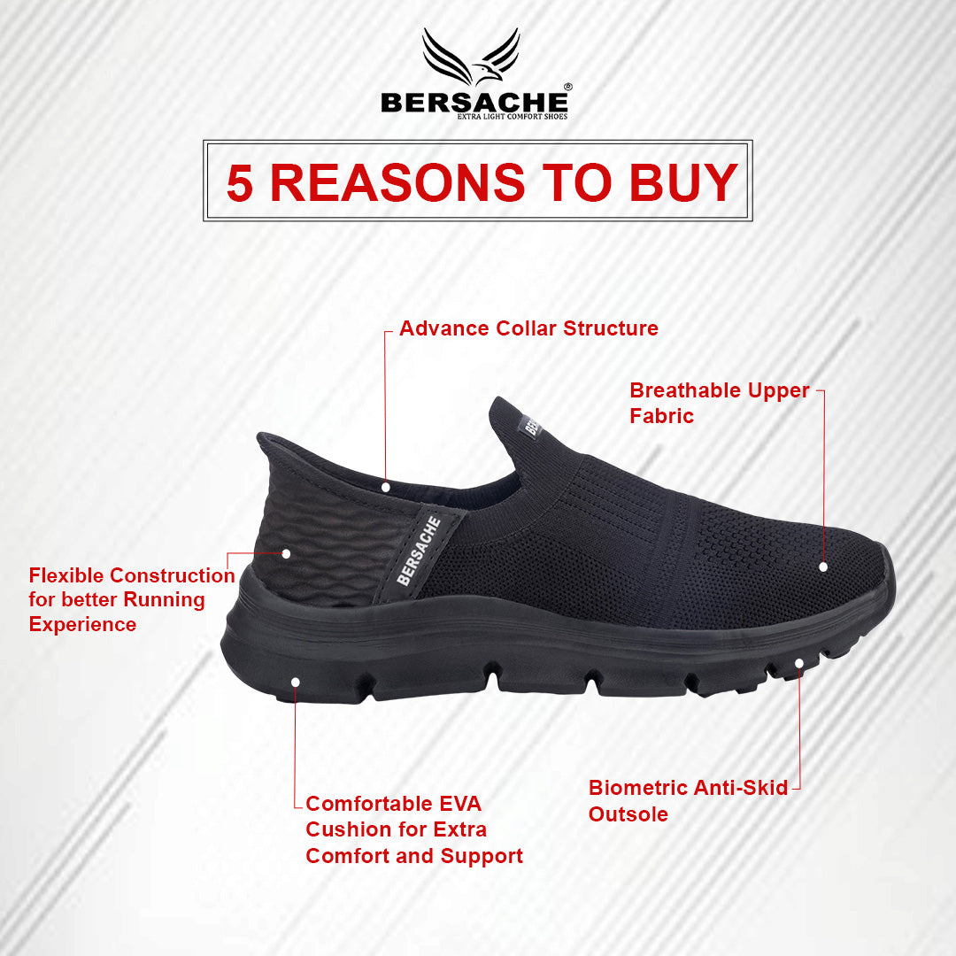 Bersache Premium Sports,Gym, Trending Stylish Running Shoes For Men (8077-Black)