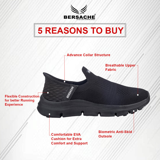 Bersache Premium Sports,Gym, Trending Stylish Running Shoes For Men (8077-Black)