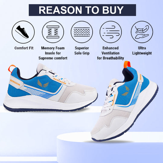 Bersache Premium Sports,Gym, Trending Stylish Running Shoes For Men (8108-White)