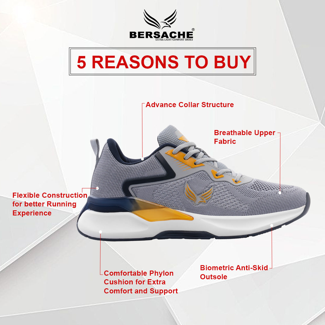 Bersache Sneaker, Loafers ,Casual With Extra Comfort Sneakers For Mens (9203-Grey)