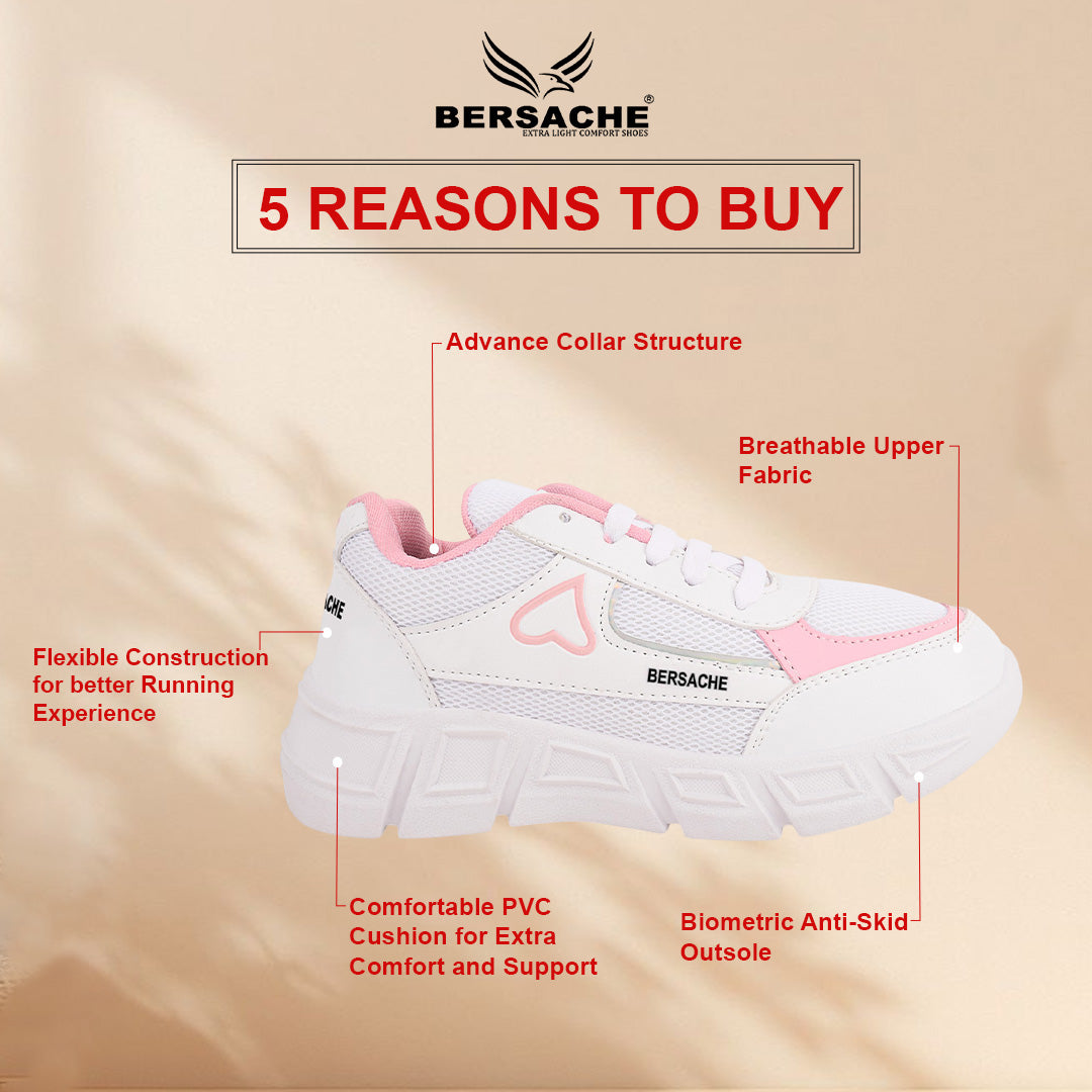 Bersache Casual Sneaker shoe for Women| Soft Cushioned Insole , Slip-Resistance Casuals For Women's-(8115-White)