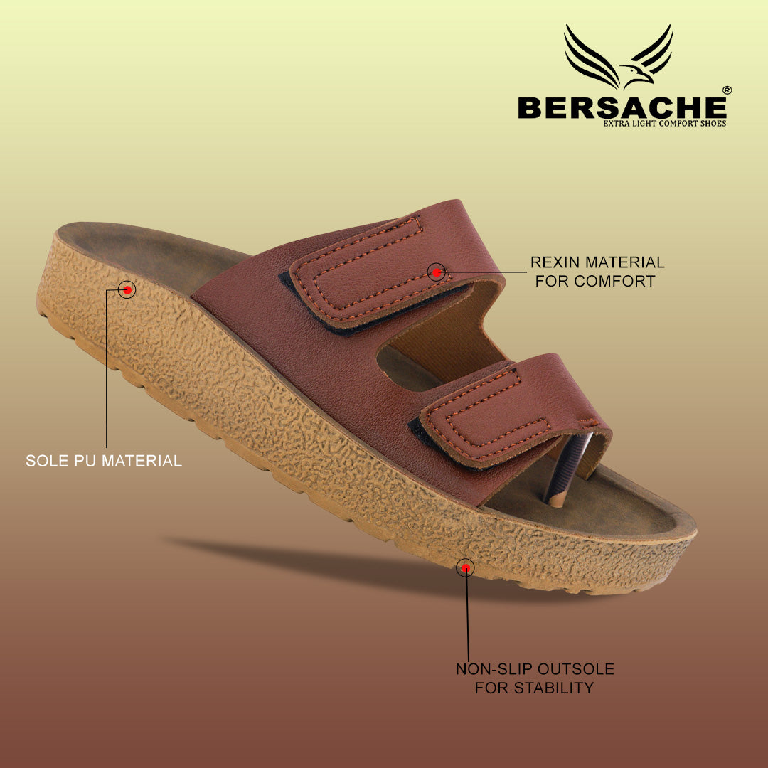 Bersache Extra Soft Classic Casual with Back Strap Regular wear with Ultra Soft & Flexibility Technology Flip-Flop for Men's/ Boy's-(Brown-6221)