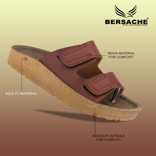 Bersache Extra Soft Classic Casual with Back Strap Regular wear with Ultra Soft & Flexibility Technology Flip-Flop for Men's/ Boy's-(Brown-6221)