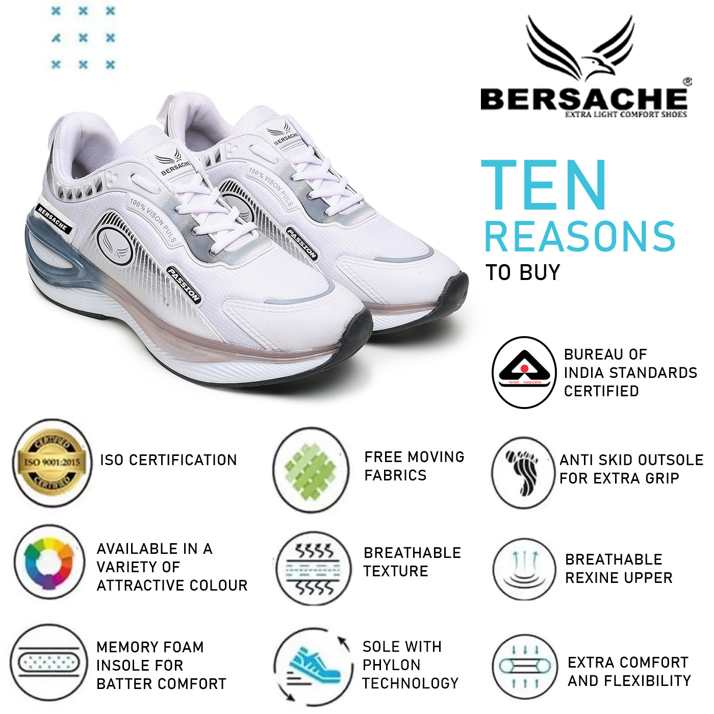 Bersache Sneaker, Loafers ,Casual With Extra Comfort Sneakers For Mens  (9201-White)