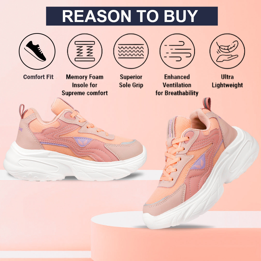 Bersache Premium Sports ,Gym, Trending Stylish Running Colour Changing shoes for Women (8105-Pink)